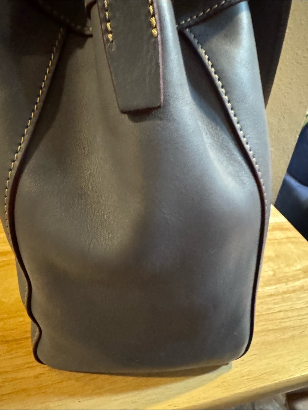 Dooney & Bourke Slate Blue Hattie Florentine Leather Drawstring Shoulder Bag - Picture 9 of 16